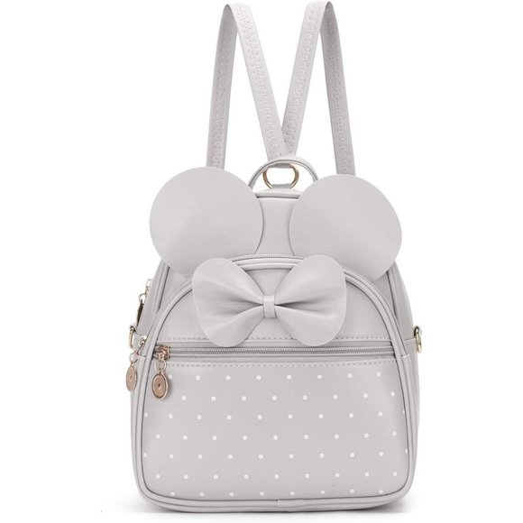 Bowknot Polka Dot Mini Backpack And Convertible Shoulder Bag Purse for Women - Picture 1 of 7